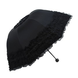 Fake Face® Women's 100% Polyester Lace Folding Umbrella Sun Umbrella UV Protection Umbrella for Outdoor Camping Manual Fashion Gift, BLACK (Black) - UMB-REL-000064-GRE-DE