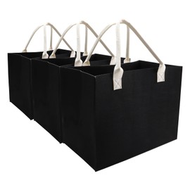 Kaxilu Felt Tote Bags Heavy Duty with Handles - Light, 16.5"x12.5"x10", Black, 3pc Set, DIY Gifts