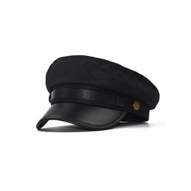 VASANA Unisex Black Chauffeur Hat Classic Vintage Newsboy Cap Peaked Beret Cap Taxi Driver Costumes Hat Captain Sailor Hat