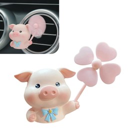 MLY Cute Pig Car Air Freshener Vent Clips, Rotating Windmill Car Vent Air Clip, Creative Fan Outlet Vent Fresheners, Auto Animal Dashboard Trim Clips, Interior Decoration Accessories (Pig)