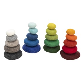 Betzold - Rainbow Felt Pebbles 20-Piece Colourful for Laying and Stacking Play Material
