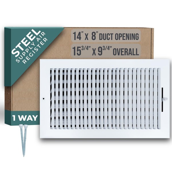 Fits 14x8 Duct Opening 1 Way Steel Air Supply Diffuser