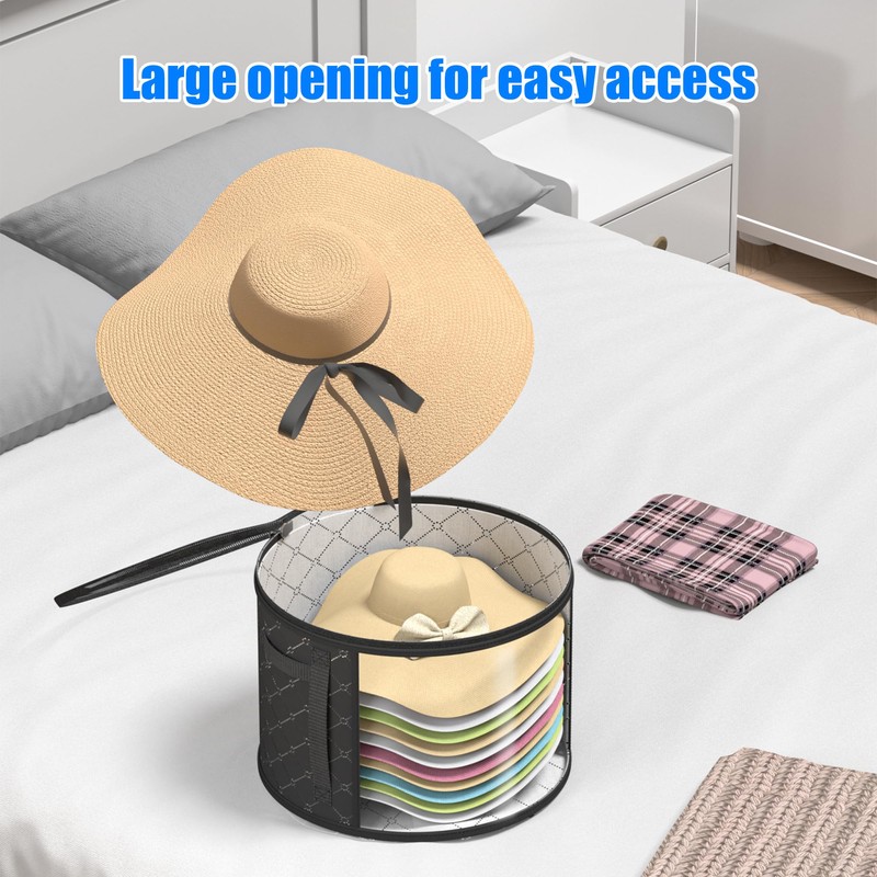 Veki 2pack Clear Hat Organizer for Closet, Hat Boxes for