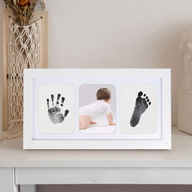 Baby Footprint Photo Frame | Handprint Footprint Keepsake Ornament Kit | Handprint Footprint Keepsake Ornament Kit, Nursery Pictures Frames, Hand Print Mold Kit for Girls, Boys,