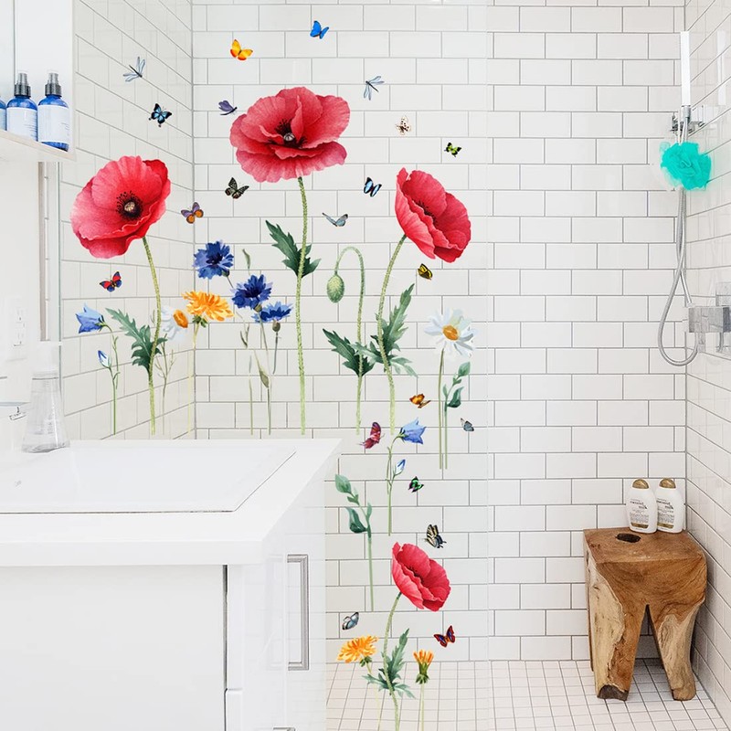 Wall Sticker Stylish Flower Scandinavian Wall Spring Butterfly Wall Sticker