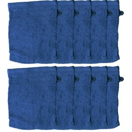 KH-Haushaltshandel Pack of 10 Wash Mitts 100% Cotton Terry Towelling 16 x 21 cm Blue