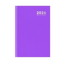 Sixstore 2026 A5 Day to Page Colour Fashion A5 DAP Diary, Day A Page Desk Diary Ribbon Marker, Purple