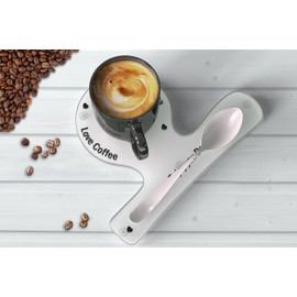 Clear-Ad - Round with Teaspoon Matte Finish Acrylic Coasters for Tea with Enjoy Your Day Logo - Set of 2