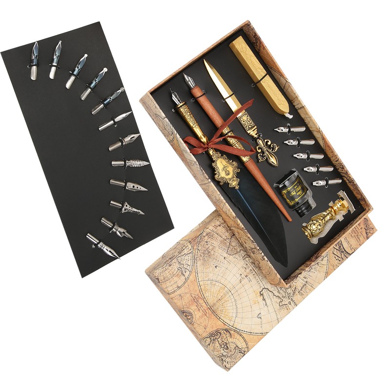 Feather Pen Set Retro British Creativity Writing Suit for Business
