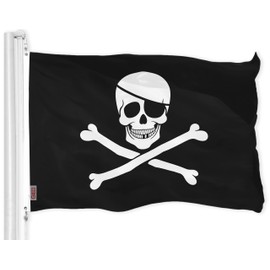 G128 Pirate Jolly Roger Bones Flag | 3x5 Ft | LiteWeave Pro Series Printed 150D Polyester | Novelty Flag, Indoor/Outdoor, Vibrant Colors, Thicker and More Durable Than 100D 75D Polyester