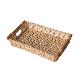 YAHUAN Woven Wicker Storage Basket Serving Tray Fruit Baskets Wicker Tray for Table, Kitchen Counter, Bathroom, Organizing and Storage (Wicker Tray)