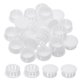 PATIKIL Plastic Hole Plugs, 48 Pcs 6/7"(22mm) Plastic Plugs Screw Hole Plug Snap Desk Grommet Buckle Knockout Locking Plugs Furniture Insert End Cap for Holes Kitchen Cabinet, White