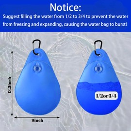 Yearn Cozy 16 Pack Pool Cover Weights with Hooks, Thick PVC Winter Pool Water Bags, Leakproof & Antifreezing - Secures Pool Liner, Cover, Other Outdoor Equipment, 13.8" (Dark Blue)