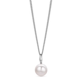 OROVI Freshwater Pearl Necklace, Cultured Pearl Birthstone Pendant and Sterling Silver Necklace Chain (Jewellery Set)