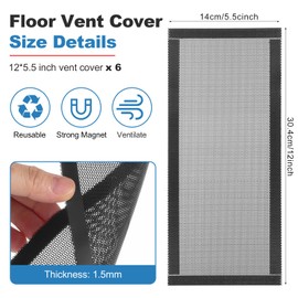KEESIN Magnetic Vent Cover, PVC Air Vent Covers, Air Vent Covers for walls, Ventilation shaft cover for filtering dirt and hair (12 * 5.5 inches in packs of 6)