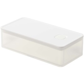 Yamazaki 5522 Sealed Storage Container with Valve Wide, White, Approx. 7.2 x 3.6 x 2.0 inches (18.4 x 9.2 x 5 cm), Tower, Square, Seasoning, Tea Leaves, Container, Oxidation Prevention