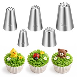 HJZHII 5 Pcs Grass Piping Tip, Stainless Stee Grass Icing Nozzles