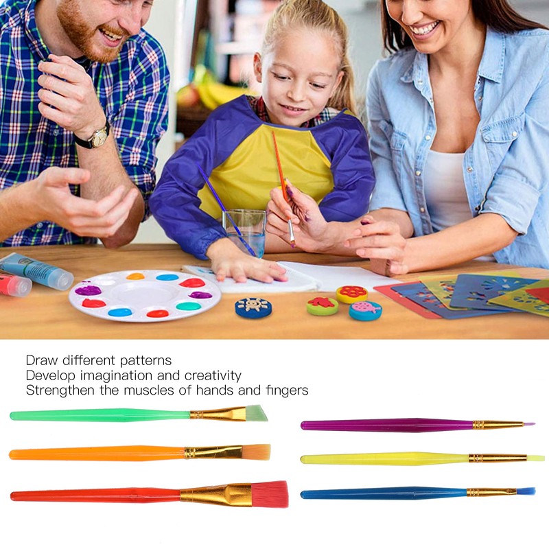 25Pcs Sponge Paint Brush Set Stamp Palette Kit Kids Graffiti