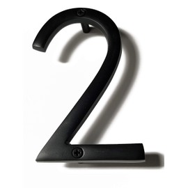 Shadow House Address Number for Outside, #2, 6 inches, Black Aluminium, Maximum Rust Protection, HH-SDW6-BLK by North American Country Home