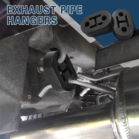 4PCS Rubber Exhaust Hanger, Universal Car Exhaust Rubber Hanger, Muffler Bracket Bushing Mount, Adjustable Muffler Shock Absorber, High-Density Tailpipe Damping Hanger for Cars Trucks SUVs (Black)