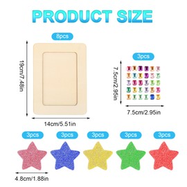 prota Picture Frame Craft Set, 8 Pieces Wood Colour Picture Frame, DIY Rectangular Craft Frame Set, Photo Frame, with Glitter Stones Glitter Foam Rubber Sticker for Birthdays, Anniversaries