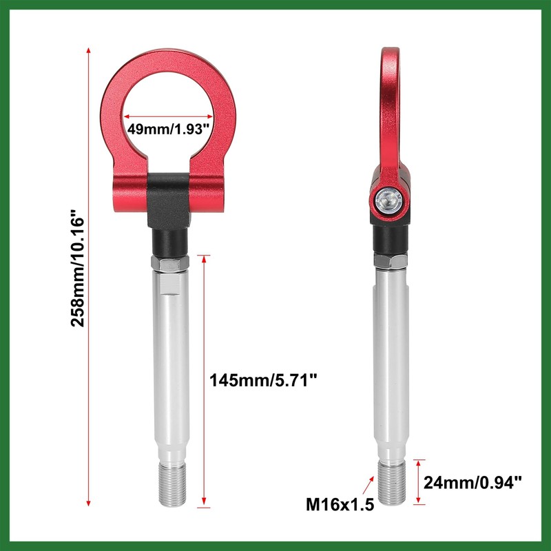 Motoforti Red Car Front Bumper Trailer Ring Eye Towing Tow
