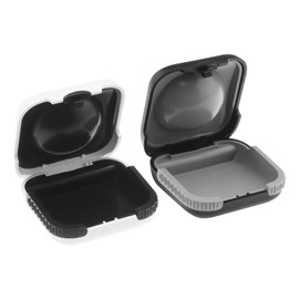 Set of 2 Hearing Aid Box Hard Protective Case Hearing Aid Holder Accessories 6.5 x 6.5 x 2.8 cm ABS