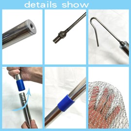 Chicken net Catcher Stainless Steel Poultry net, Ideal for catching Birds, Chickens, Ducks, Fish, Geese, etc. in Chicken coop or Outdoors, Fishing net with Handles(Including 2 nets and 1 Pole)