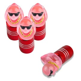 Funny Duck Sunglasses Tire Valve Caps for Car/SUV/Truck – Waterproof Wheel Accessories That Add a Splash of Humor to Your Ride(4PCSRed)