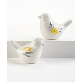 Giftcraft 539230 Spring and Easter Bird Salt and Pepper Set with Yellow Flowers, 4.13-inch Length, Ceramic