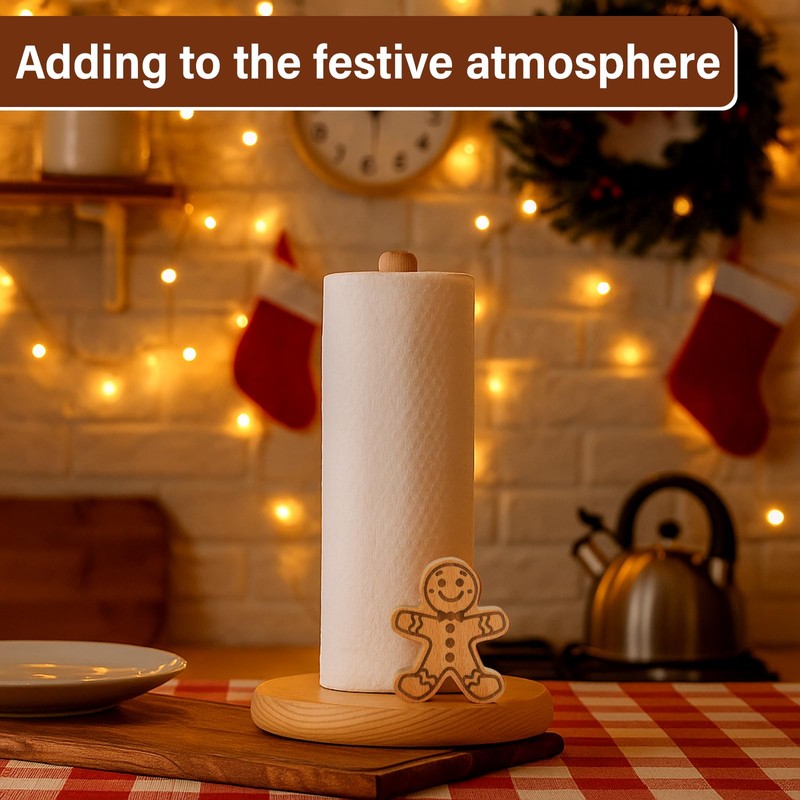 BrightRow Christmas Farmhouse Paper Towel Holder Wooden Decorative Paper Towel