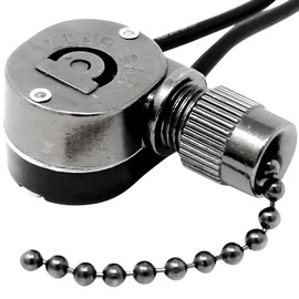 ZE-109M E89885 2 Wire Pull Chain Light Switch Replacement Single Pole Single Through SPST 3A125VAC 6A250VAC for Ceiling Fans, Lamps & Lighting Fixtures (Black Nickel)
