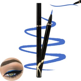 Liquid Eye Liner, Easy To Use Eyeliner Pen, Waterproof and Smudge Proof, Longlasting Liner Stays On All Day & Night, Goes On Smoothl Without Smudging or Skipping (Blue)