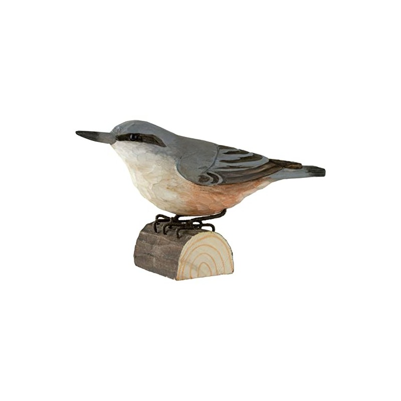 WILDLIFEGARDEN Wildlife Garden WG410 DecoBird Nuthatch, Hand-Carved Decorative Wooden Bird,