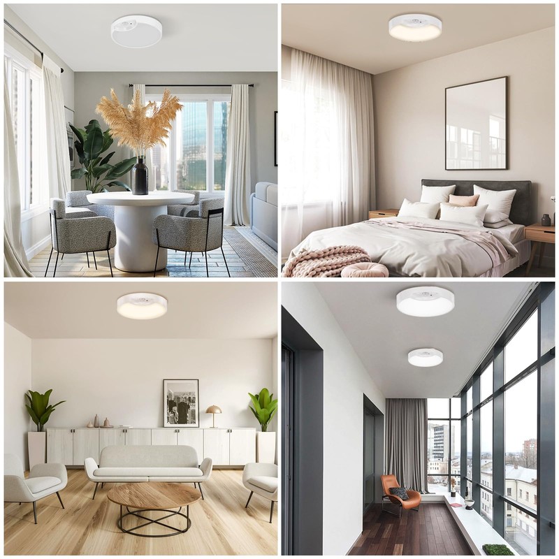 2-Pack Rechargeable Battery Operated Motion Sensor Ceiling Lights with Remotes,