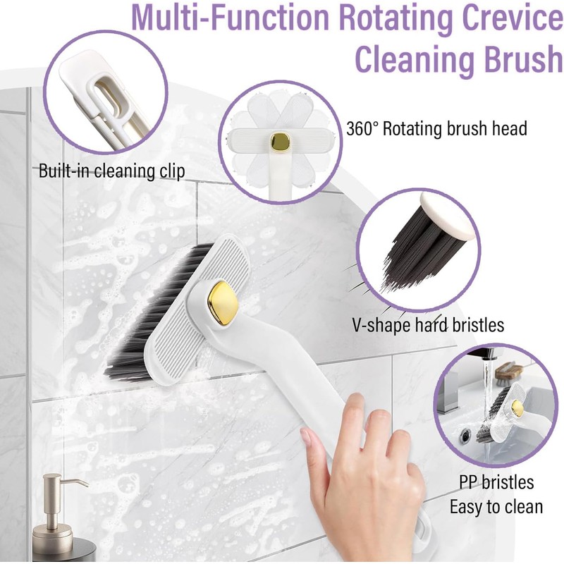 3 Pieces Multi-Function Rotating Crevice Cleaning Brush, Joint Cleaning Brush