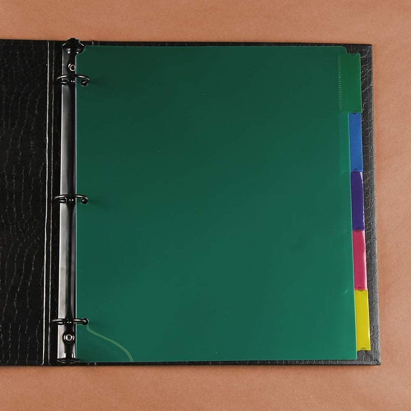 JAM PAPER Plastic Index 5-Tab Dividers - 9 3/4 x