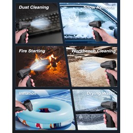 Electric Compressed Air Duster 2 Nozzles 130000RPM Super Power Turbo Jet Dry Violent Fan Mini Handheld Dust Leaf Car Snow Blower Gun Rechargeable Computer Keyboard PC Electronic Duster Pressurized Air