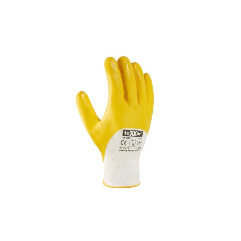 texxor Pack of 12 Polyester Knitted Gloves 2358, Nitrile Coated,