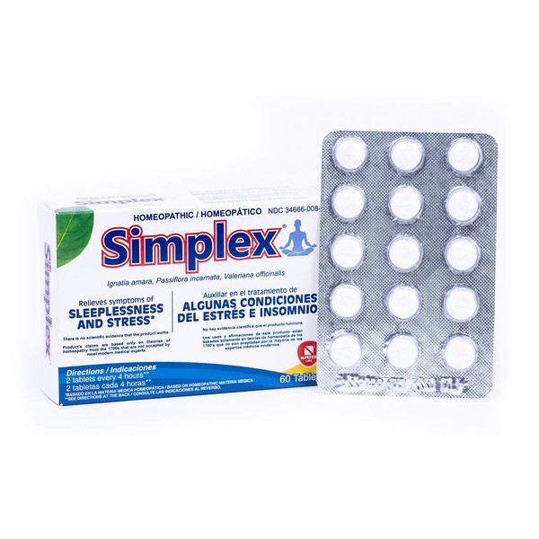 Nartex Simplex Homeopathic Sedative Tablets, 60 Count