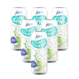 Jans Sparkling Soursop/Guanabana Juice, 16.57 fl oz | Ready-to-Go in a Can | Tropical Refreshment | Not From Concentrate | Made with Real Splash Fruit Juice (Pack of 6)