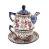Blue Rose Polish Pottery Red Daisy Tea for One