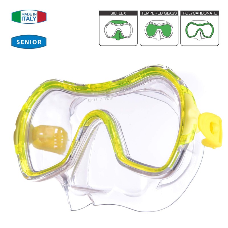 Salvas Drop SR Mens Diving Mask - L, Yellow (Transparent/Transparent