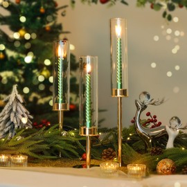 Ronasip Hurricane Candle Holders Metal Candlestick Holder for Glass Taper Tall Candle Holders with Crystal Chimney Tube Candles Stands for Home Decor, Christmas, Dinning (18, Gold)