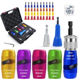 Wire Stripper for Drill, Wire Stripper Tool, Durable Wire Twister Tool for Drill, Electric Wire Twister and Wire Nut Twister for Cable Quick Stripping with Multi-Spec (AWG 6/8/10/12/14)