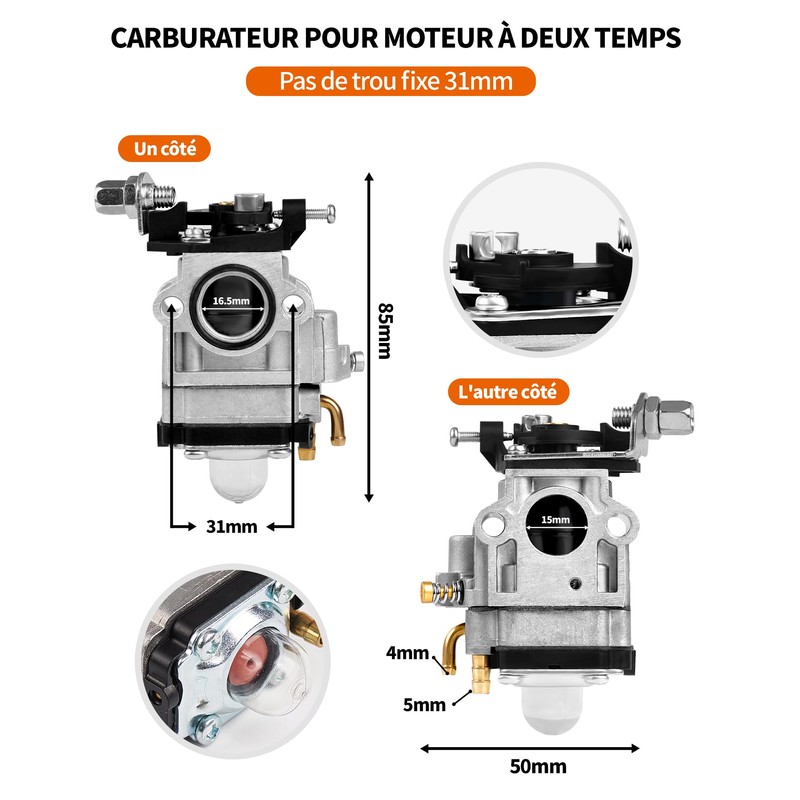 SOSALUK 52cc 49cc 43cc 2 Stroke Carbu Kit with Hose