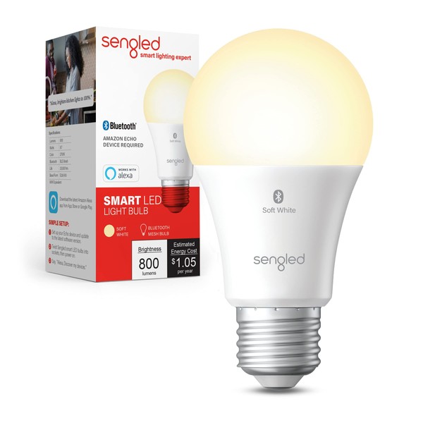Sengled Alexa Light Bulb, S1 Auto Pairing with Alexa Devices, Warm Smart Light Bulbs, Bluetooth Mesh Smart Home Lighting, E26 60W Equivalent, 800LM, 1-Pack