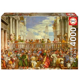 Educa - The Wedding at Cana, Paolo Veronese - 4000 Piece Jigsaw Puzzle - Puzzle Glue Included - Completed Image Measures 53.54"x 37.79" - Ages 14+ (19949)