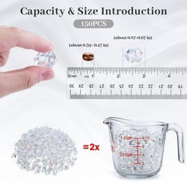 DomeStar Iridecent Fake Ice, 150PCS Sparkling Vase Fillers Fake Diamonds Clear Gem Stones DIY Crafts Wedding Table Scatter Decoration
