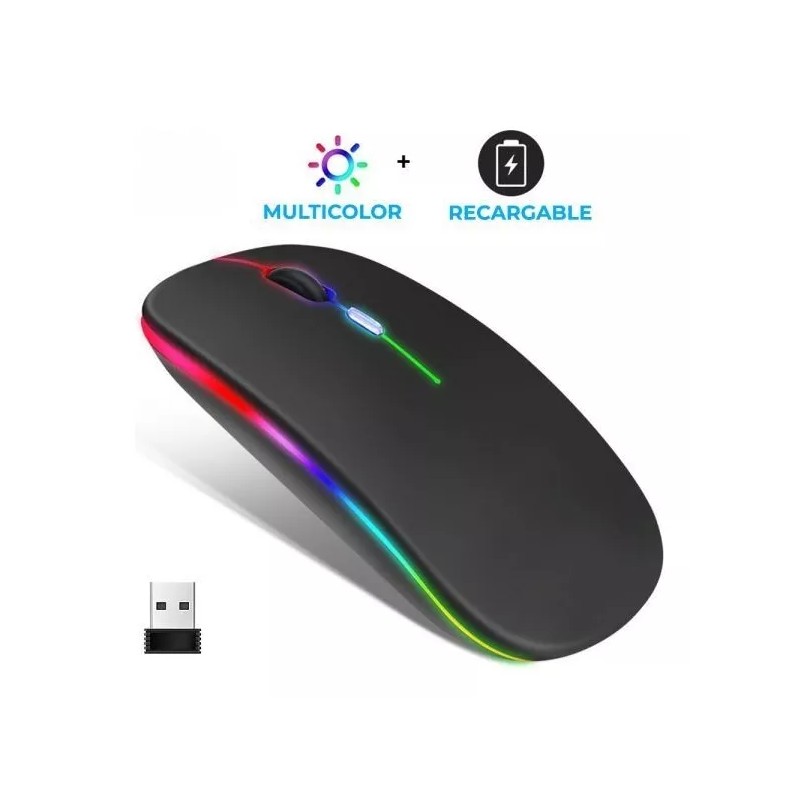 EGTMA 10 Piezas Mouse Inalambrico Recargable Silencioso Rgb Color